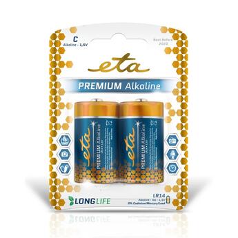 Batéria alkalická ETA PREMIUM ALKALINE C, LR14, blister 2ks (malý monočlánok)