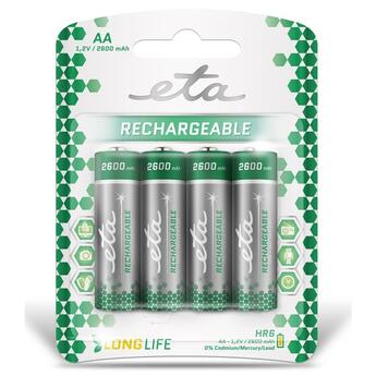 Batéria nabíjacia ETA AA, HR06, 2600mAh, Ni-MH, blister 4ks (tužkové)