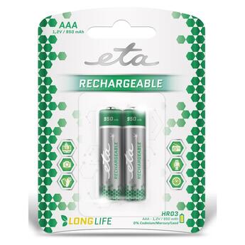 Batéria nabíjacia ETA AAA, HR03, 950mAh, Ni-MH, blister 2ks mikroceruzka