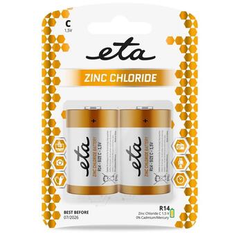 Batéria zinkochloridová ETA C, R14, blister 2ks (malý monočlánok)